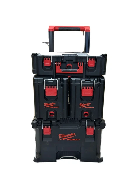MILWAUKEE PACKOUT ROLLING Trolly Toolbox 2no. Compact Toolbox And 1no ...