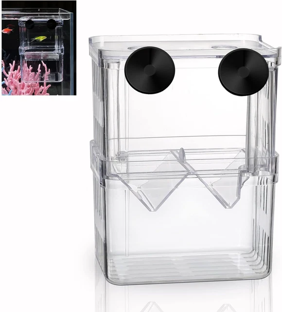 Aquarium Fish Tank Hatchery Incubator Breeding Box, Acrylic White Breeder Isolat