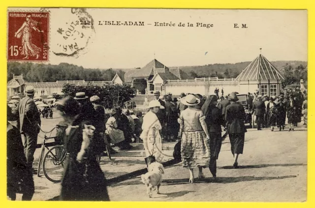 cpa 95 L' ISLE ADAM (Val d'Oise) Entrée de la PLAGE artificielle Belle Animation