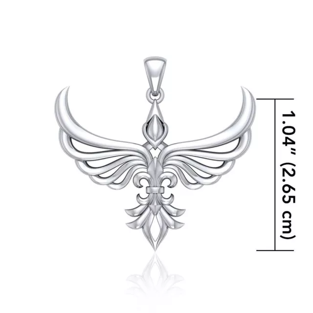 Phoenix with Fleur De Lis Sterling Silver Pendant by Peter Stone Fine Jewelry 2