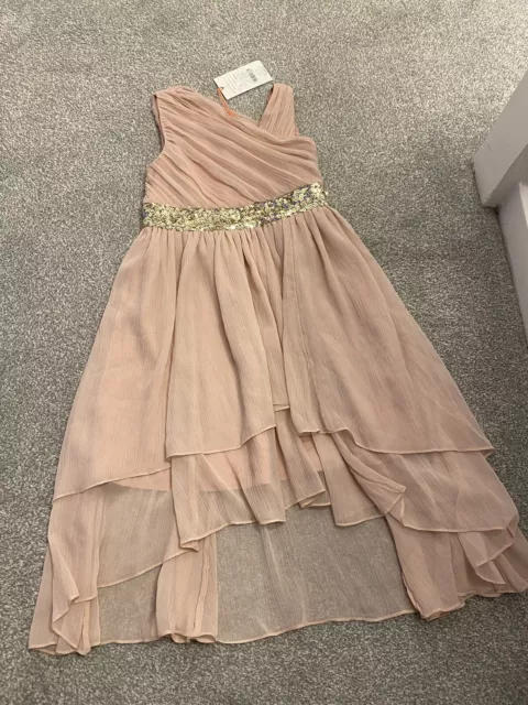 MONSOON girl dress age 9 ABIGAIL DRESS BNWT RRP £45 Party Dusky Pink Sequins