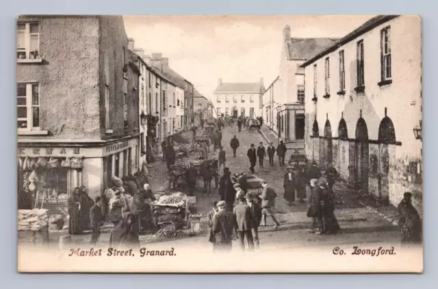 Market Street GRANARD Ireland County Longford Antique Irish Postcard ~1910s