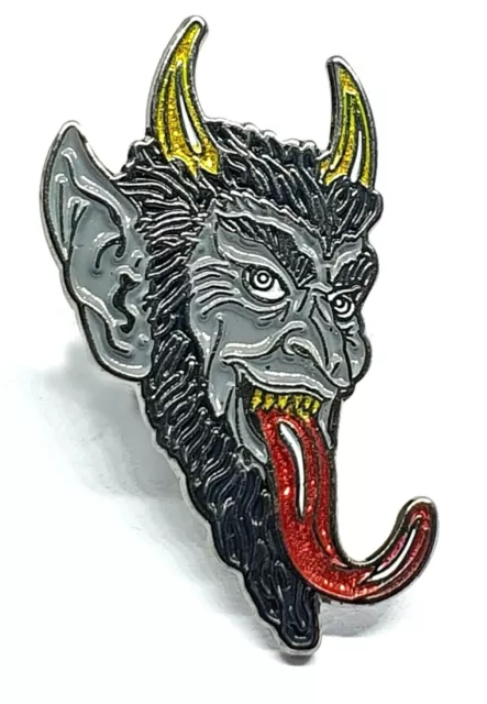 Krampus Pin Badge Enamel Badge Satanic Crampus Tongue Horns Gothic Emo Horror