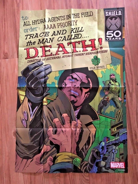 SHILED Nick Fury 50th DEATH Promo Poster 2015 Marvel Comics 24x36 NEVER USED
