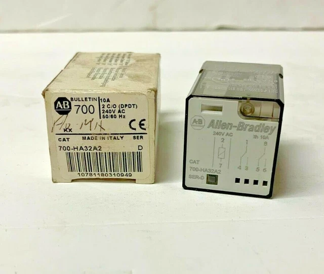 ALLEN BRADLEY RELAY 700-HA32A2, SER D, 10A, 2 C/O, 240V AC 50/60Hz BULLETIN 700