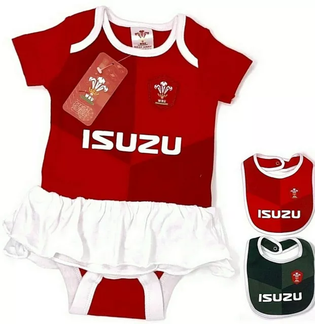 Wales Wru Girls Rugby Union - Kit Babies Tutu Body Short Sleeve Baby Grow Dress