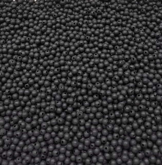 120 Rubber fishing beads 5mm Black rig stops sea pike carp coarse silt shock