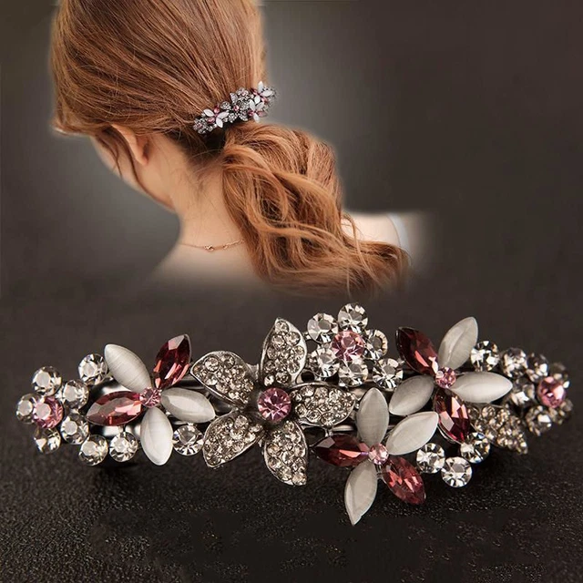 Cristallo Floreale Forcina Donna Strass Alloy Capelli Clip Festa Barrettes Per ♪