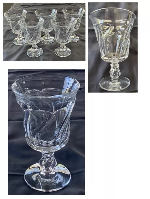 VINTAGE Fostoria Glass Goblets 8 oz.  JAMESTOWN Swirl Twist Clear 4-Piece Set