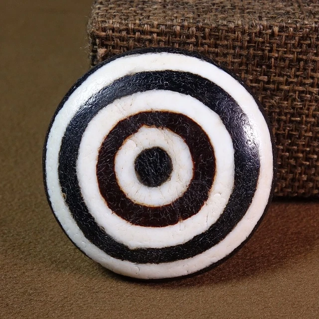 Energy Stripe Sheep Plate Eye Old DZI Beads Tibetan Amulet Pendant GZI #9309