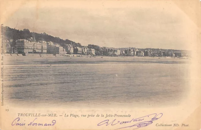 Cpa 14 Trouville Sur Mer La Plage Vue Prise De La Jetee Promenade