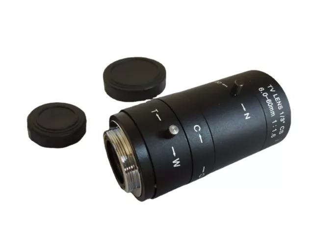 Manual IRIS ZOOM 6-60mm CS C Mount Lens for CCTV Microscope 1/3" CCD Chips