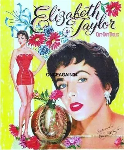 Vintage Uncut 1956 Elizabeth Taylor Paper Dolls~Pretty~#1 Reproduction~Gorgeous!