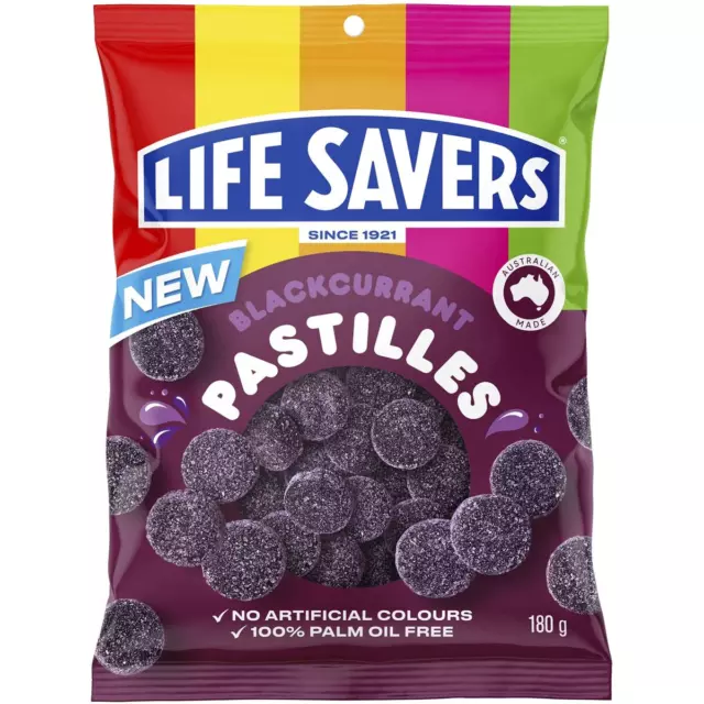 Lifesavers Blackcurrant Pastilles Gummy Candy Lollies Bag 180g