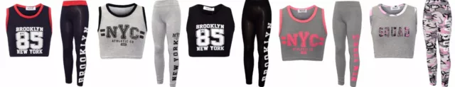 Top e leggings per ragazze Nyc New York Crop Set 2 Pezzi 5 Modelli Rosa 7-13 Anni 2