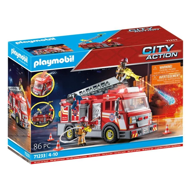 PLAY4FUN Camion de Pompier Electrique Rouge 35W avec Casque, Lance et  Extincteur, Indicateur de Batterie et Télécommande Parentale pas cher 