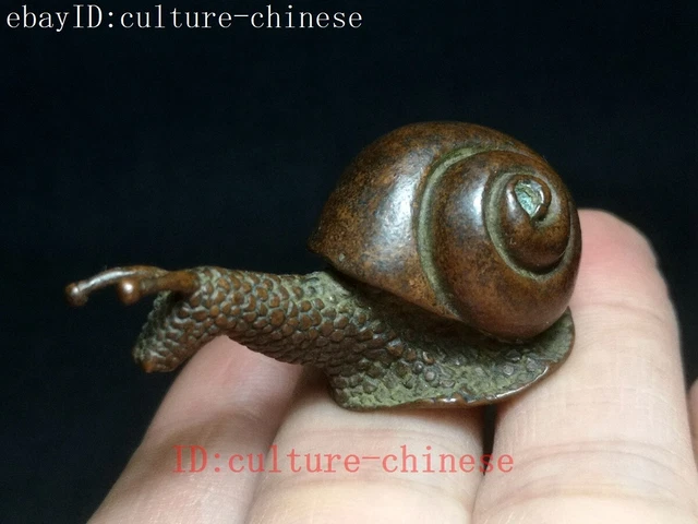 Old Chinese Bronze Carving vivid snail figurine Statue ornament Collection Gift