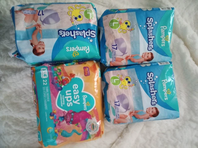 3PACK pampers splashers swim pants size L ( 17 count)And One Easy Ups(22 count)