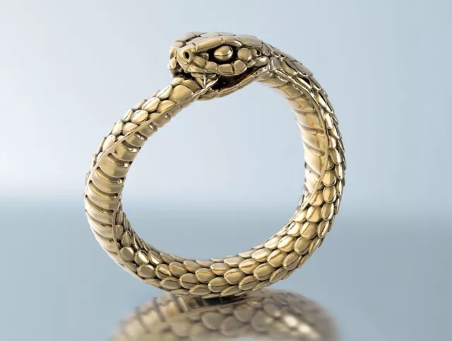 Ouroboros Snake Minimalist Stacking Ring Viking 925 Silver Reptile Serpent Band