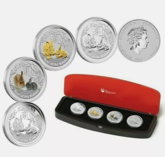 Australia Lunar series ll  2011 Year Of Rabbit Silver Proof Coin set perth mint
