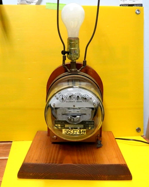 VINTAGE ELECTRIC METER Table Lamp WATCH VIDEO Steampunk Project the