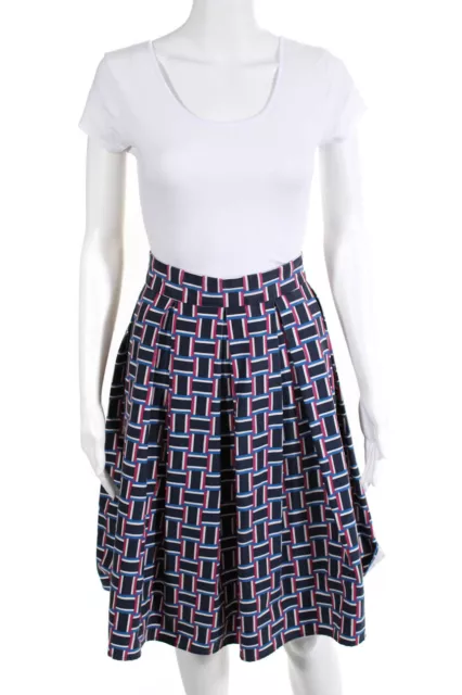 Draper James X ELOQUII Womens Geo Pleated Skirt Blue Pink Size 14 11222034