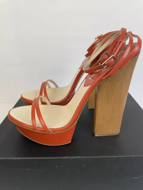 Dsquared2 Capretto Orange Leather Ankle Strap Heels Sandals Size 40/ US 8.5