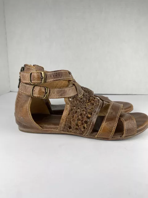 BED STU Capriana Flat Strappy SANDALS Size 8 Brown Leather