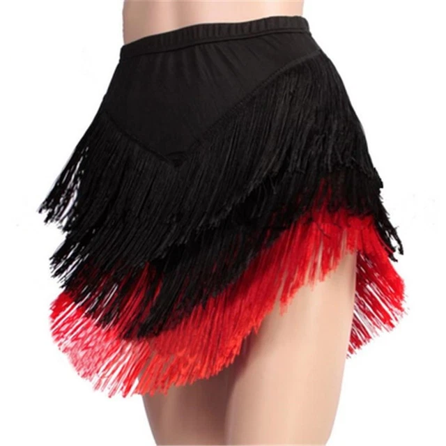Femmes Latin Jupe Tango Rumba Danse Costume Glands Frange Robe Short Intérieur