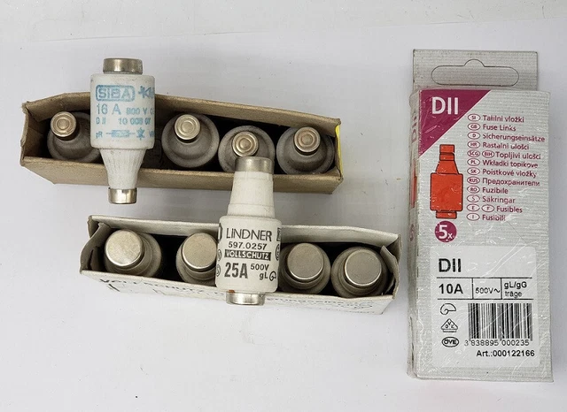 15x Fusibles 10A 16A 25A 500V Insert Fusible Lindner Siba Dll 2