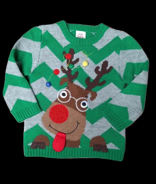 Maglione natalizio 3D George Festive divertente renna in occhiali 2-3 anni in perfette condizioni