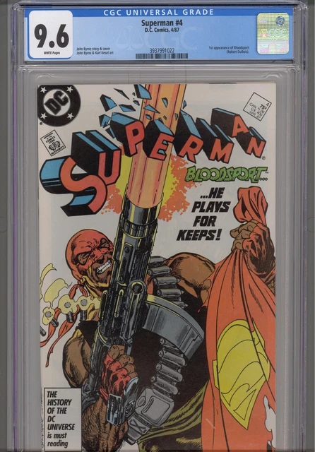 Superman #4 CGC 9.6 1987 DC: John Byrne Story, Cover & Art, 1st App of Bloodshot