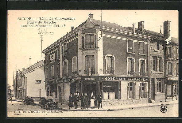 CPA Suippe, Hôtel de Champagne, Place du Marché