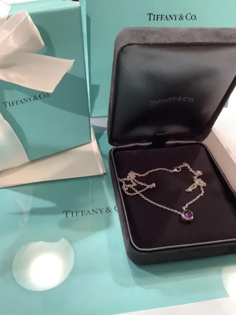 Tiffany & Co 18k White Gold Purple Amethyst Gemstone Necklace