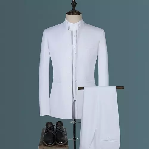 Jacket Vest Pants Suit 3pcs Set / Men's Chinese Style Stand Collar Blazer Pants