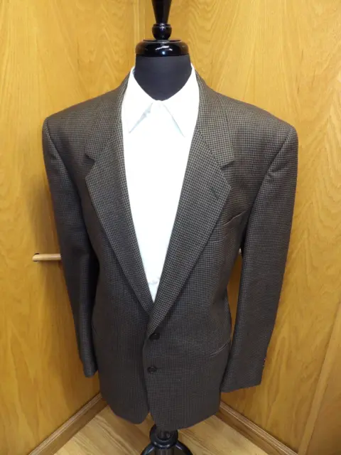 Mens Blazer Sport coat Jacket Alfani  46L  100% Wool  Black Brown H.T  S#129