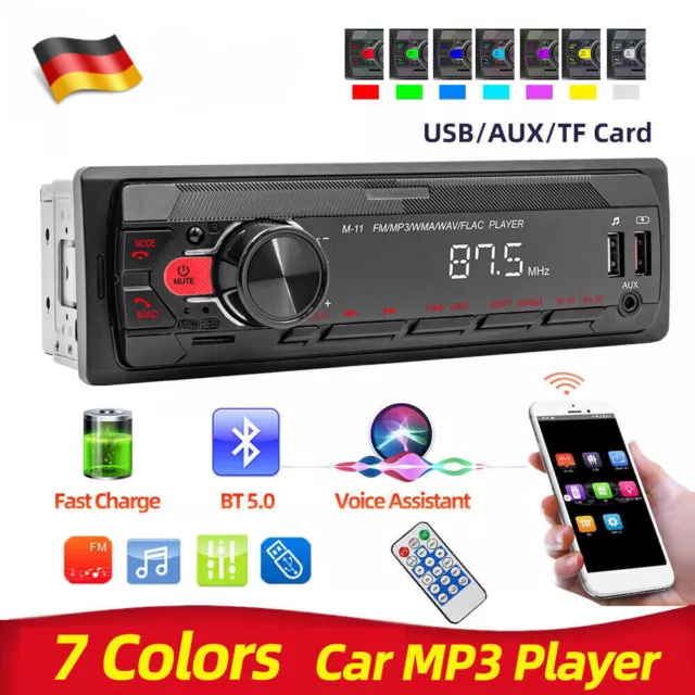 AUTORADIO 1DIN AVEC BLUETOOTH MAINS LIBRES USB AUX MP3 TF télécommande