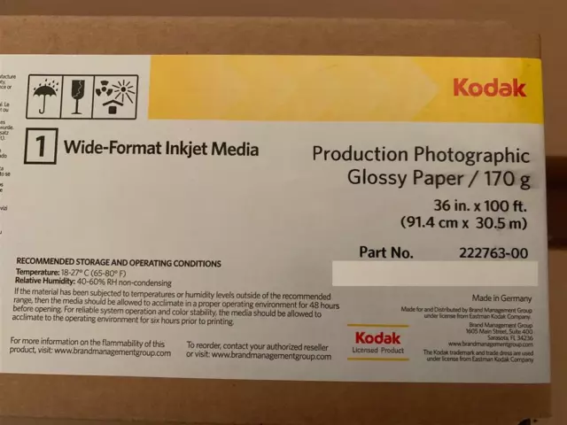 Kodak Production Photographic Glossy Inkjet Paper 91,4cm x 30,5m (36" x 100' Rol