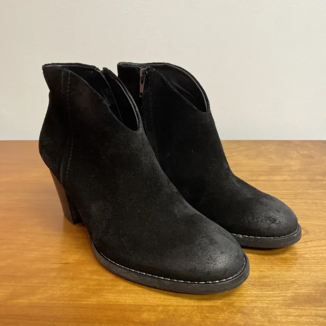 Paul Green Delgado Black Suede Ankle Boot Block Heel Bootie Side Zip UK 3 US 5.5