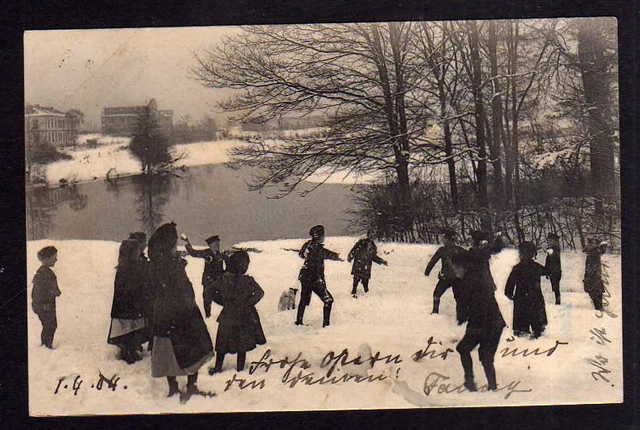 92742 AK München 1904 Im Schnee Schneeballschlacht