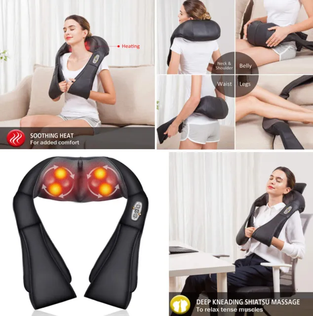 Electric Massager Shiatsu Shoulder Neck & Back Deep Tissue Kneading Health GIFTS