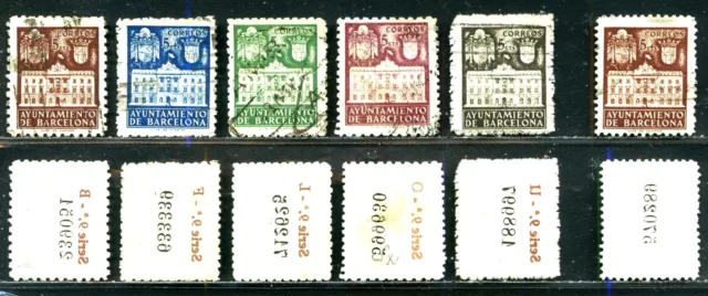 S1138(14)_LOTE DE 6 SELLOS BARCELONA 1942 EDIFIL 33/37, 33na (o)