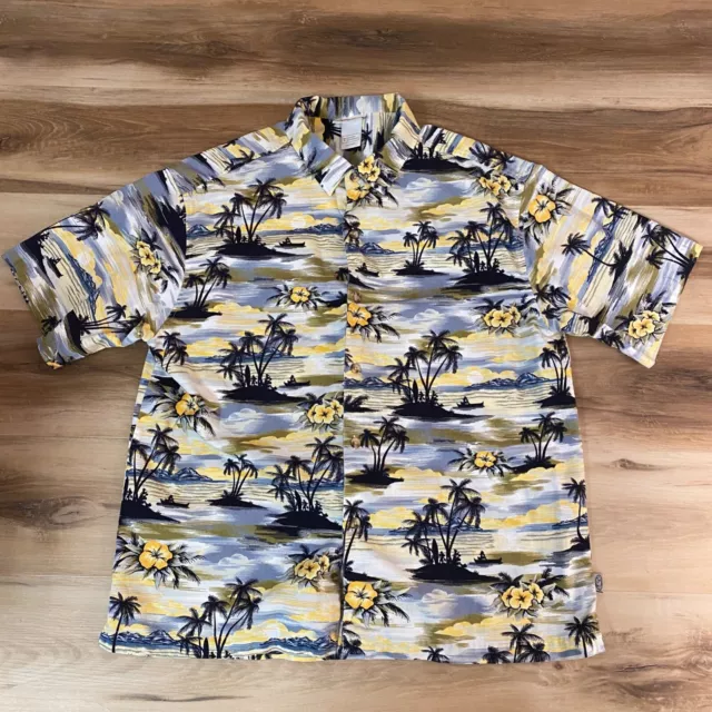 Walt Disney World Shirt Mens Large Hawaiian Camp Mickey Donald Goofy Island