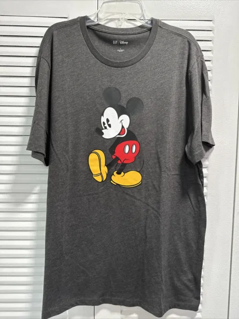 Gap Disney Mickey Mouse T-Shirt Unisex Size Large Gray Short Sleeve Classic