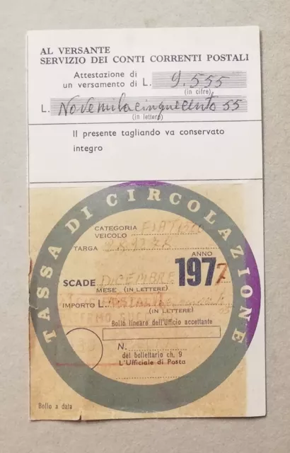 66753 84/ BOLLO AUTO Tassa di circolazione 1977 - Fiat 1500