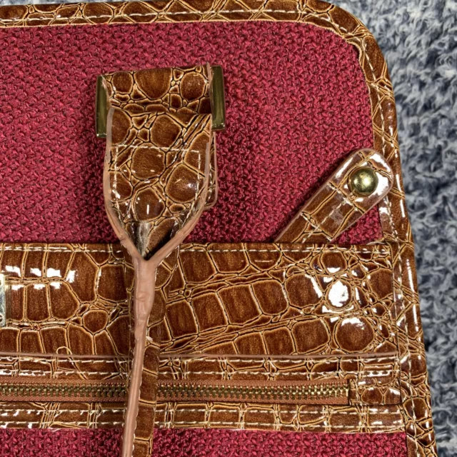 Samantha Brown Croco Embossed Dowel Bag Travel Purse Carry On Burgundy 3