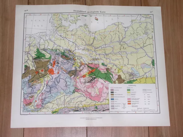 1934 Original Vintage Geological Map Of Poland And Germany / Central Europe