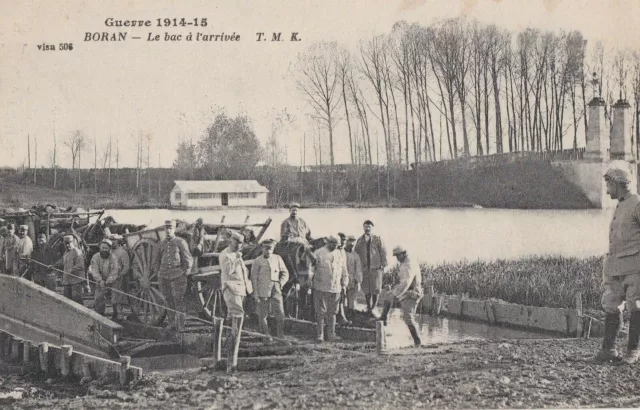 CPA 60 OISE Senlis Bruyères Asnières BORAN Militaires Le Bac à l'Arrival 1914-15