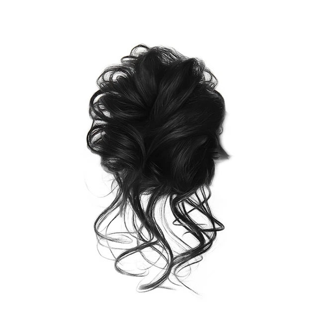 Curly Messy Bun Hair Piece Scrunchie Clip in Updo Real as Human Hair Extensions.