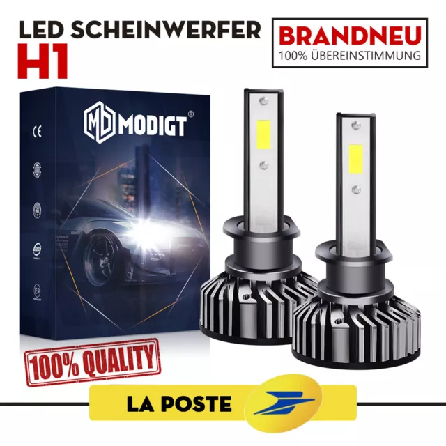 2x Ampoule  H1 LED Phare Voiture 10000LM 6000K Feux Remplacer HID Xénon Lampe FR